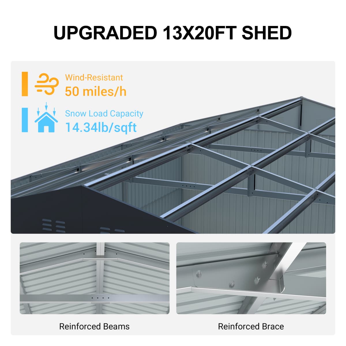 20x13ft Metal Shed with Window#color_black