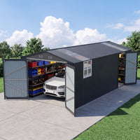 20x13ft Metal Shed with Window#color_black
