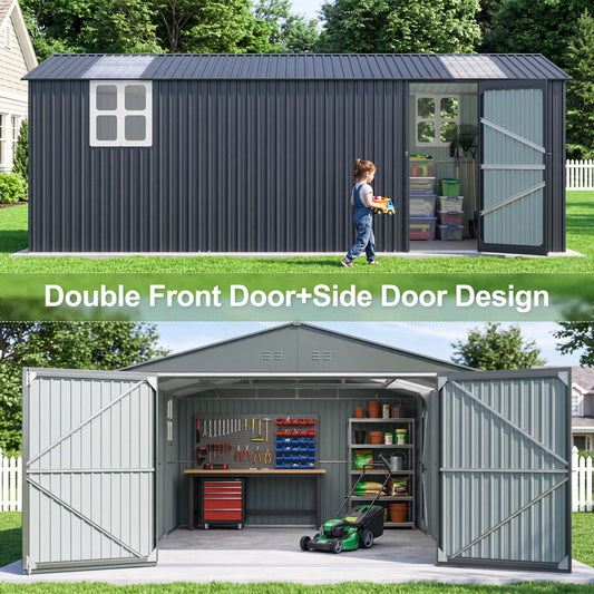 20x13ft Metal Shed with Window#color_black