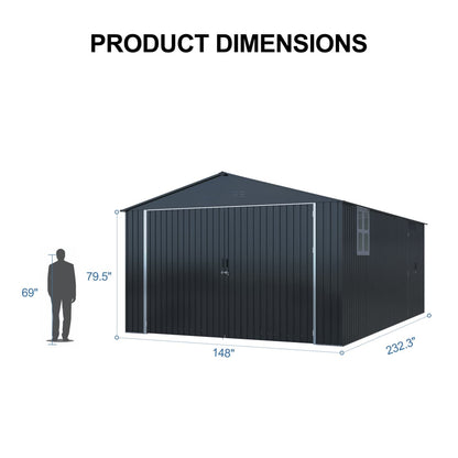 20x13ft Metal Shed with Window#color_black