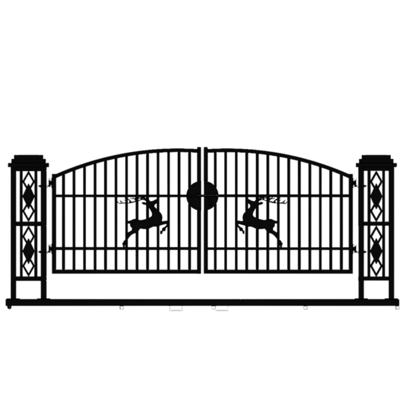 20ft Wrought Steel Garden Driveway Gate with Post Single Arc