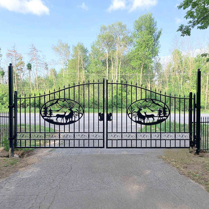 Jane installed the 20ft deer pattern driveway gate in her farm.