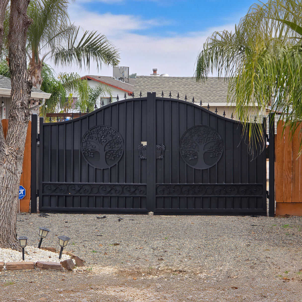 20ft driveway gate tree pattern-