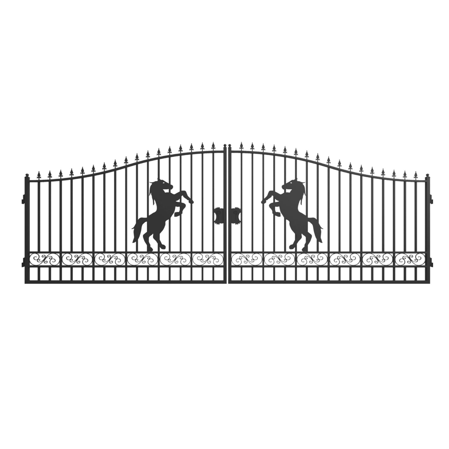 20ft dual swing driveway gate with the horse pattern#design_horse