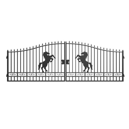 20ft dual swing driveway gate with the horse pattern#design_horse