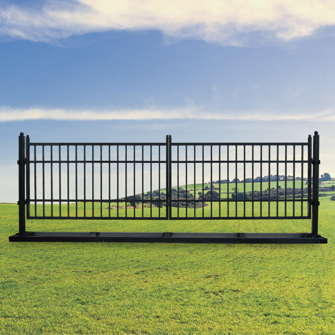 20 ft steel farm driveway gate in a farm
