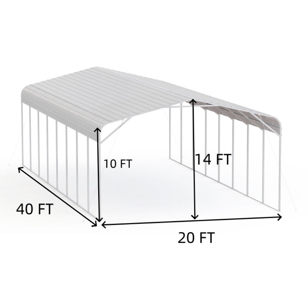 Measurement diagram of a carport with dimensions labeled
