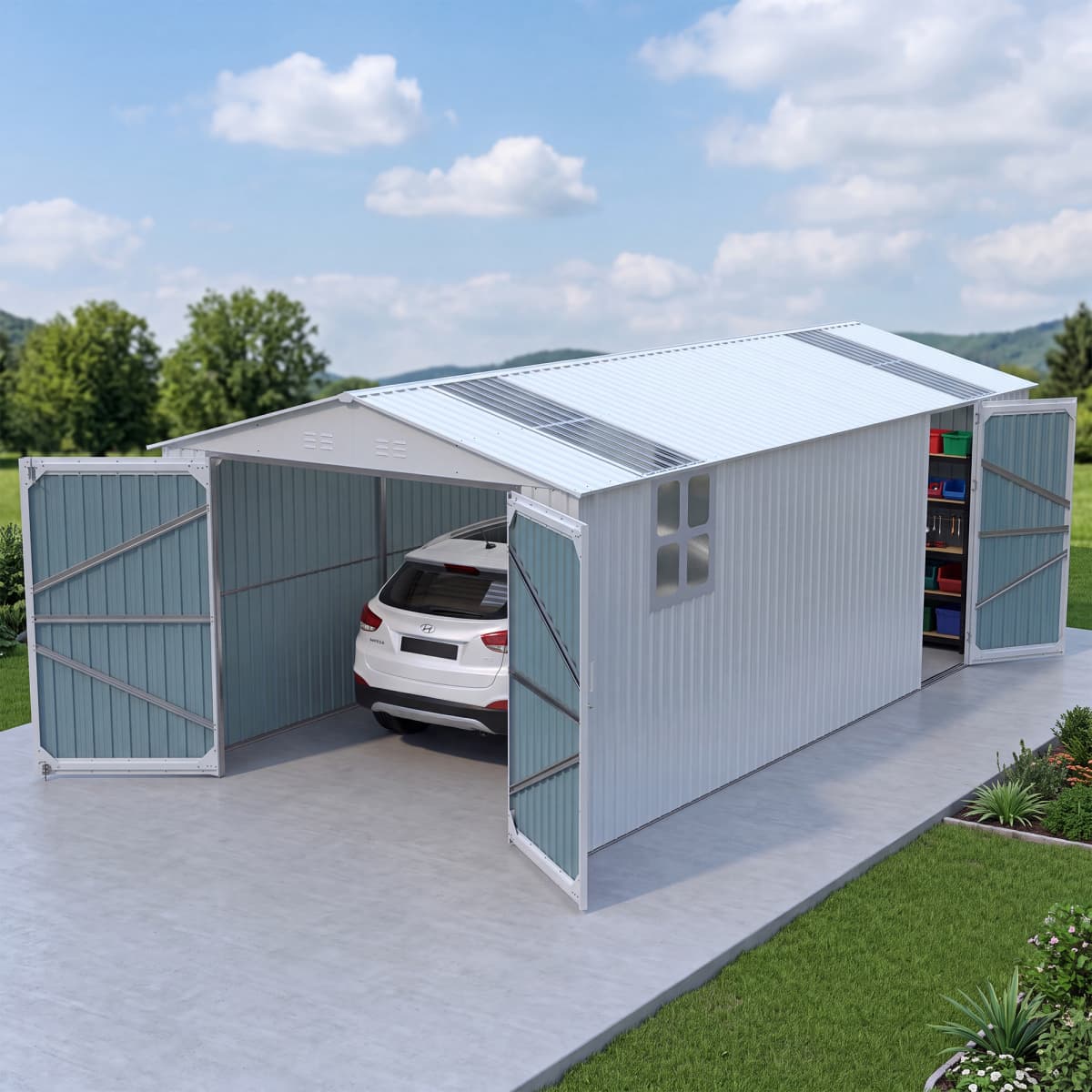 20_x_10_ft_Black_Metal_Shed_with_Window#color_white