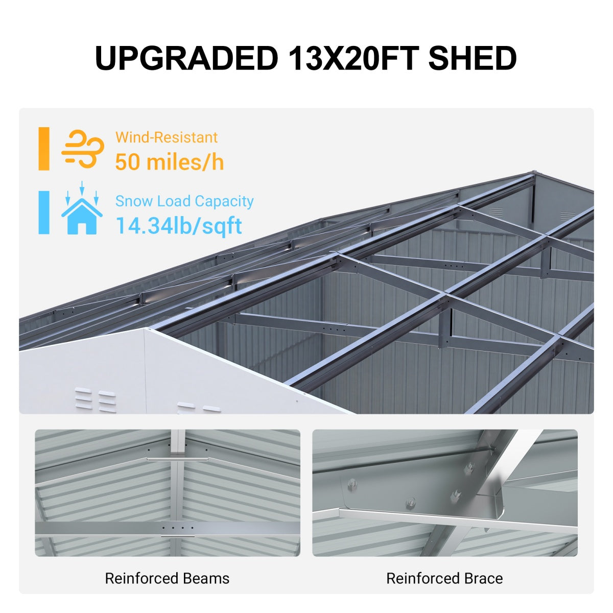 20x13ft Metal Shed with Window#color_white