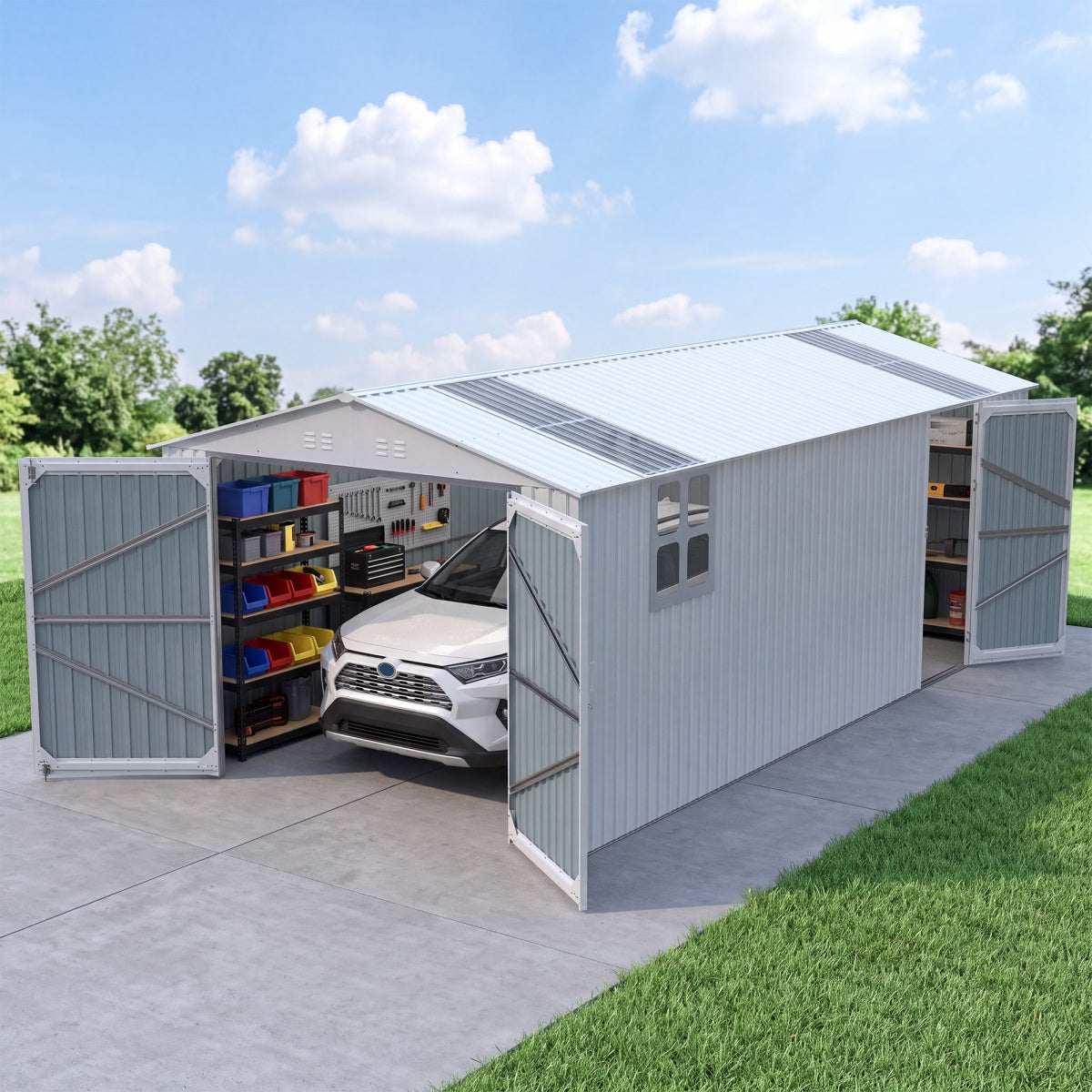 20x13ft Metal Shed with Window#color_white