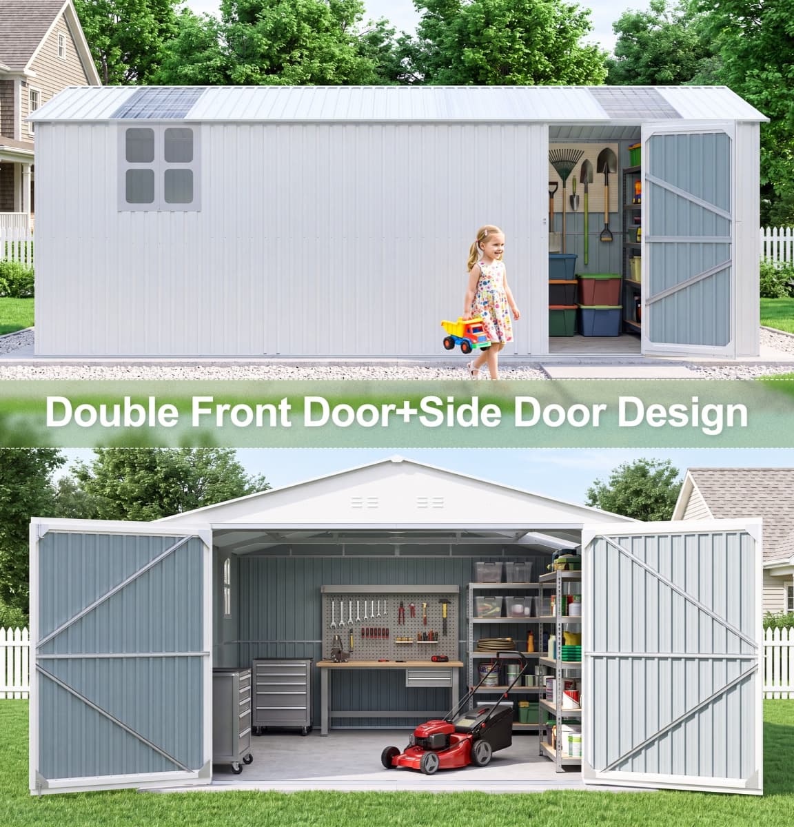 20x13ft Metal Shed with Window#color_white