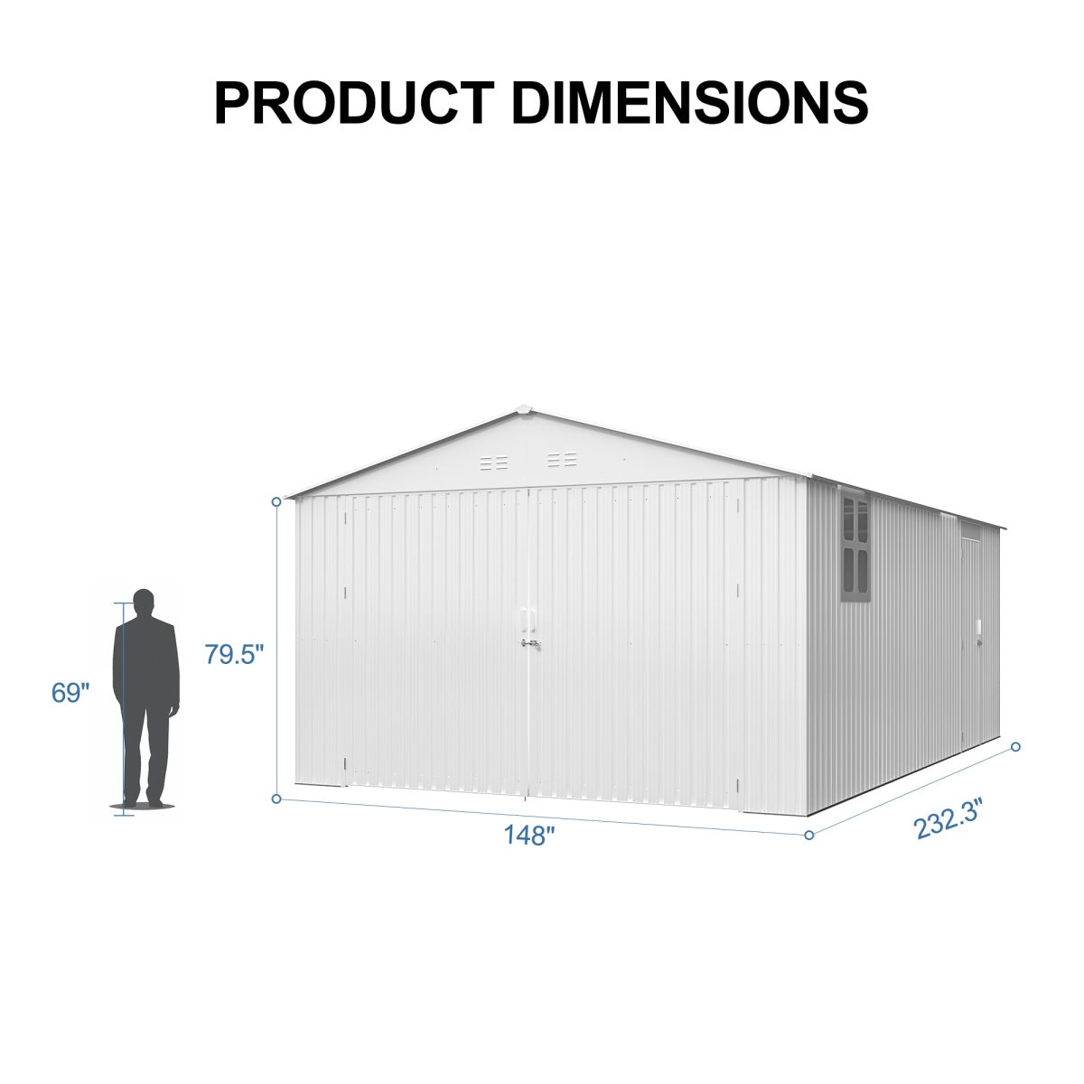 20x13ft Metal Shed with Window#color_white