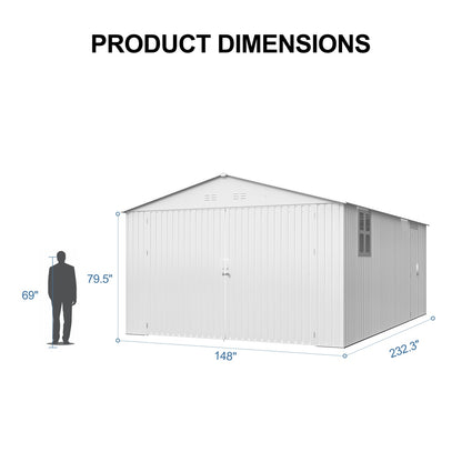 20x13ft Metal Shed with Window#color_white