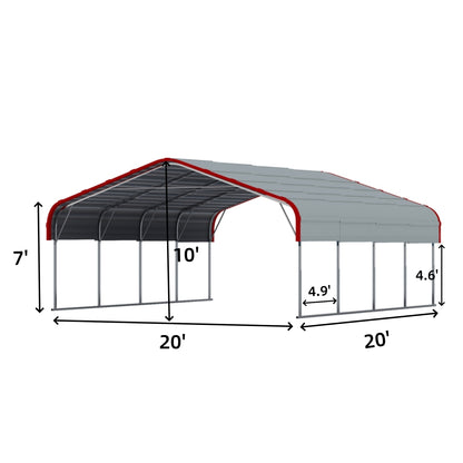 20x20 ft Heavy Duty Metal Garage Carport Dimension