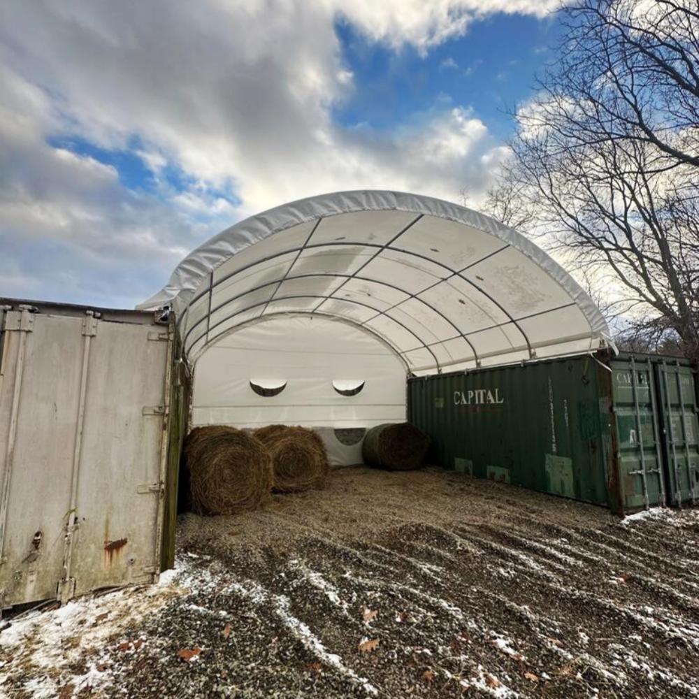 20x40 ft Container Shelter with Closed Back Panel Scene