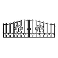 20x8 ft Steel Dual Swing Driveway Gate with Wider Goalposts