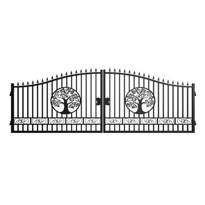 20x8 ft Steel Dual Swing Driveway Gate with Wider Goalposts