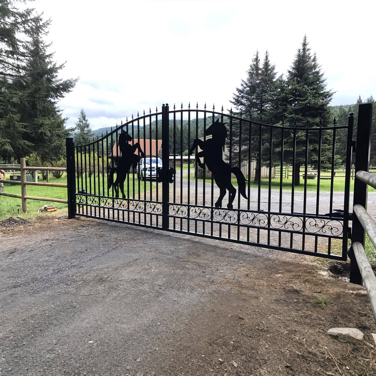 20x8 ft Steel Dual Swing Driveway Gate#design_house