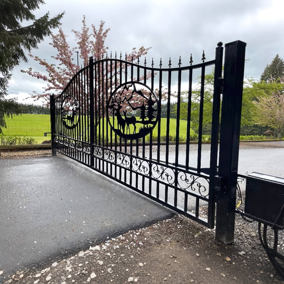 20x8 ft Steel Dual Swing Driveway Gate#design_deer