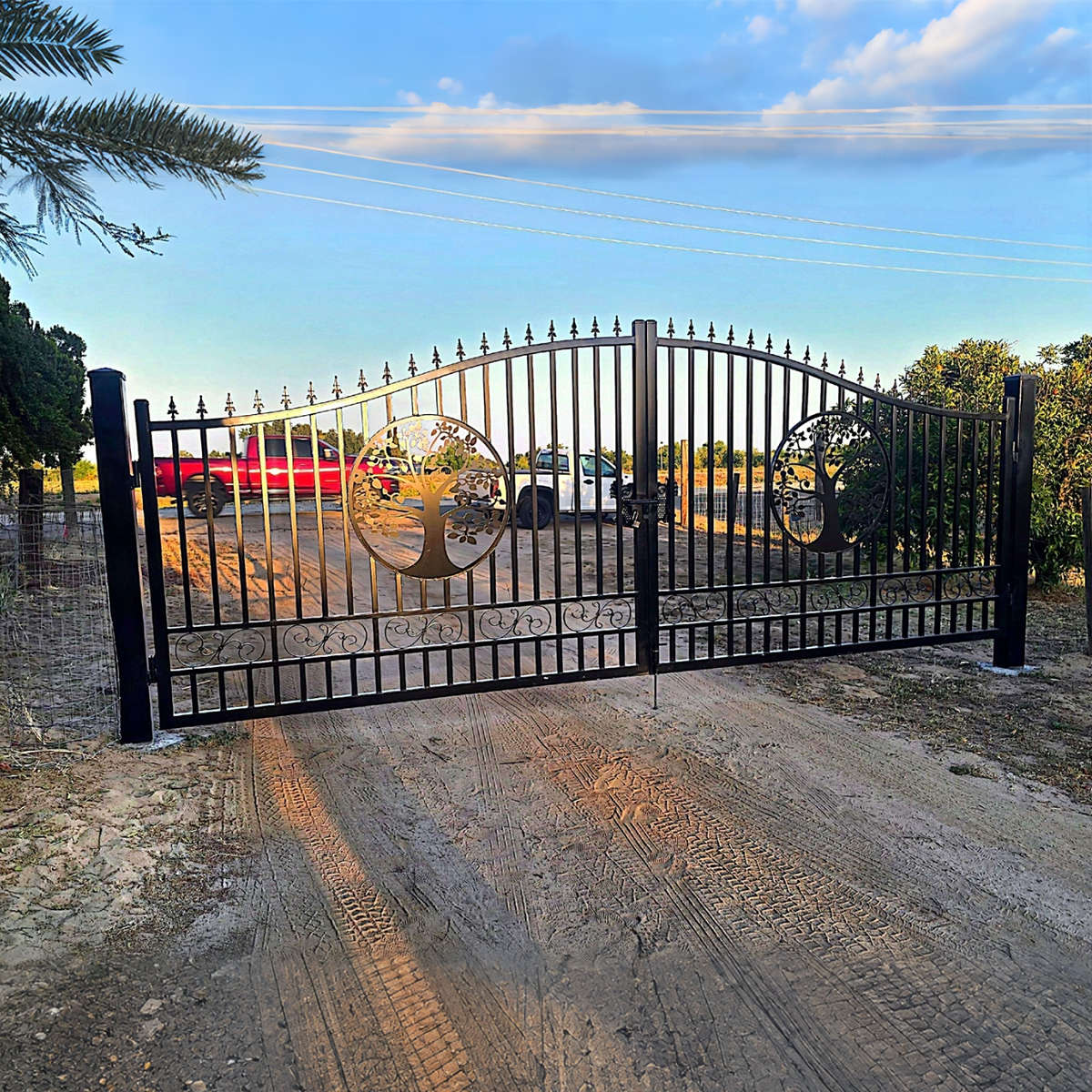 20x8 ft steel dual swing driveway gate