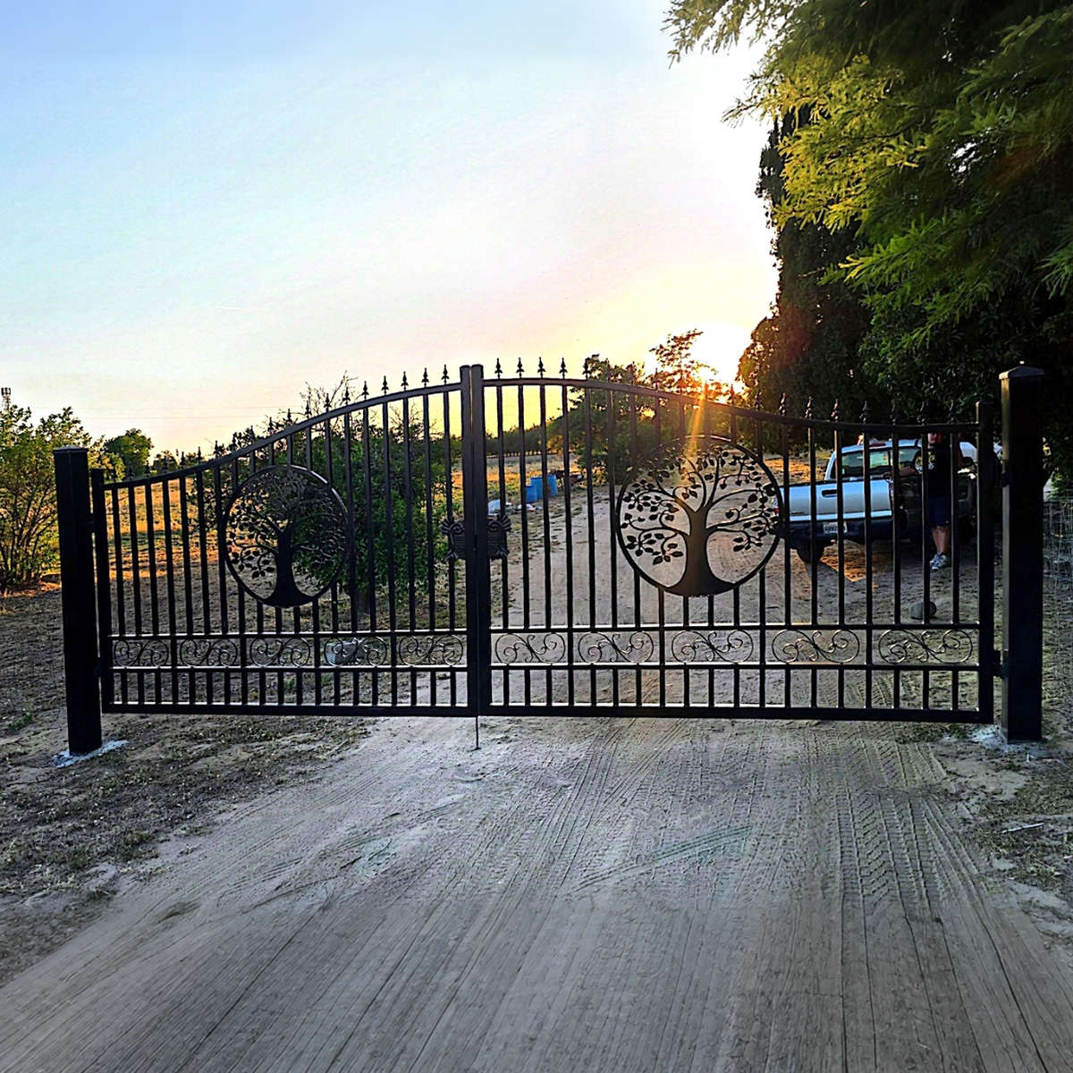 20x8 ft steel dual swing driveway gate#design_tree