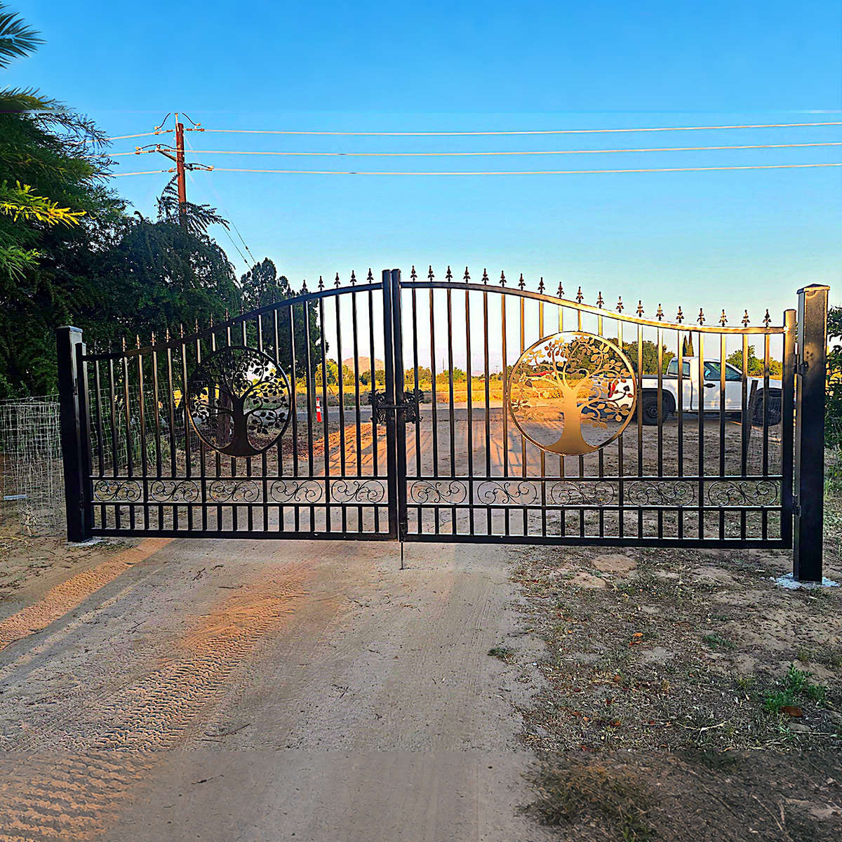 20x8 ft steel dual swing driveway gate