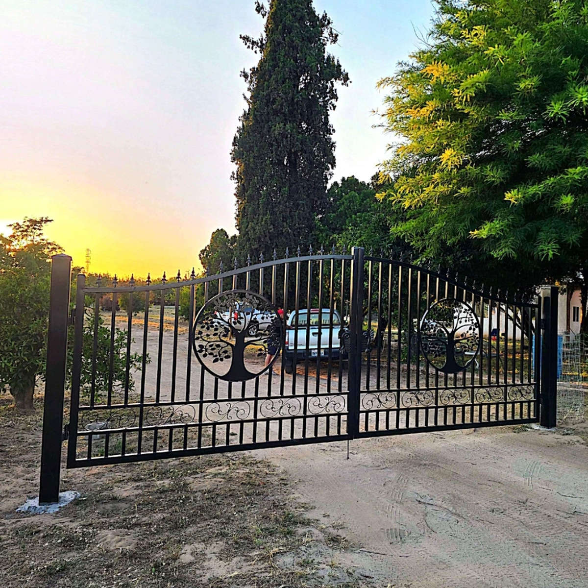20x8 ft steel dual swing driveway gate