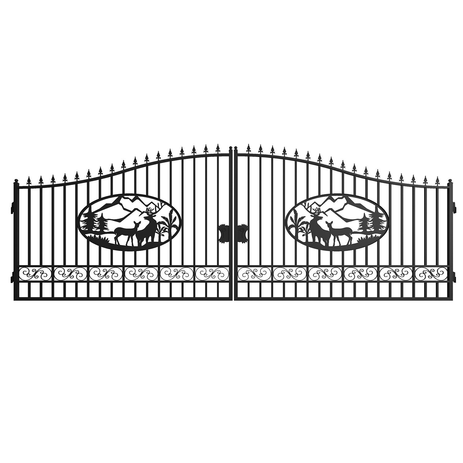 20x8 ft Steel Dual Swing Driveway Gate