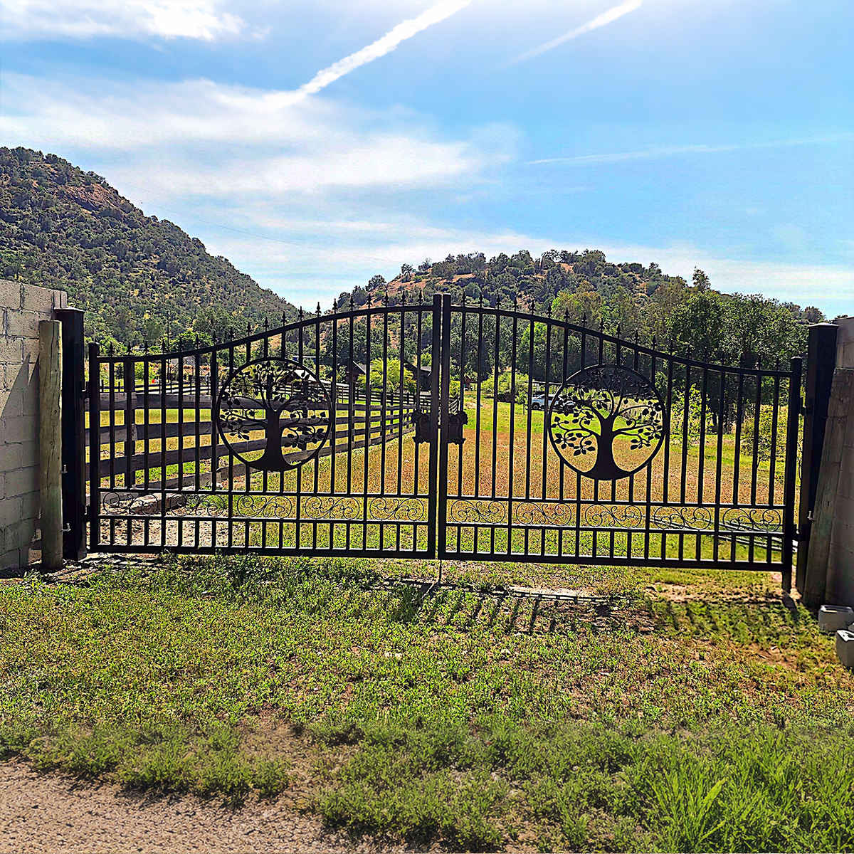 20x8 ft steel dual swing driveway gate