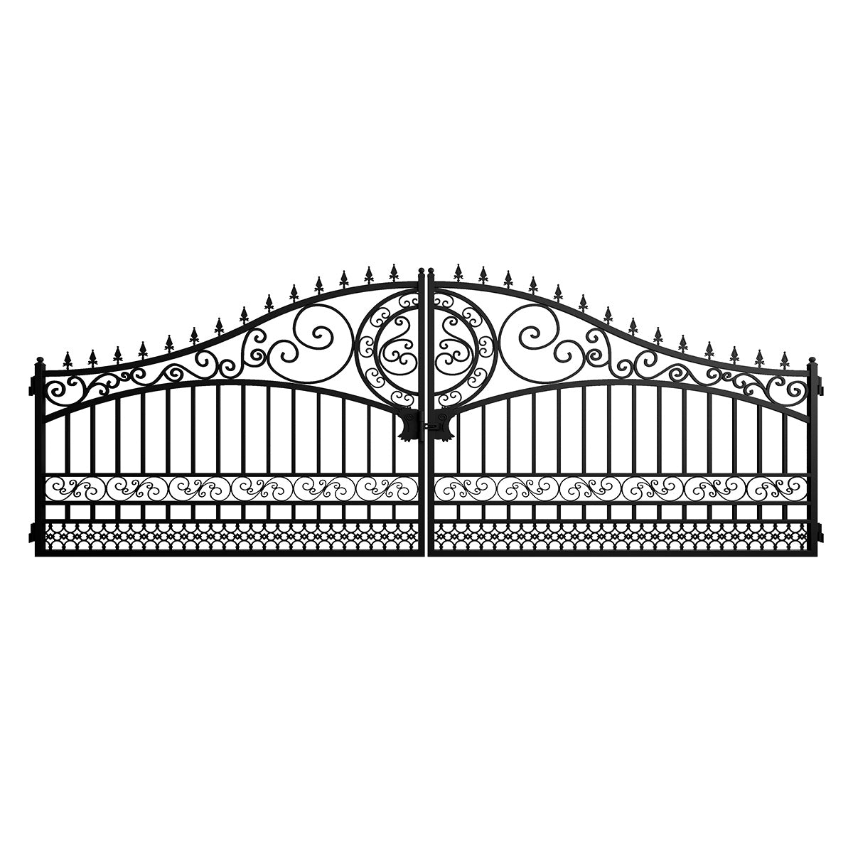 20x8 ft European Style Dual Swing Steel Driveway Gate