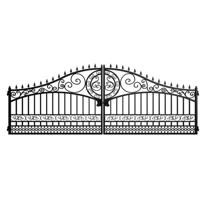 20x8 ft European Style Dual Swing Steel Driveway Gate