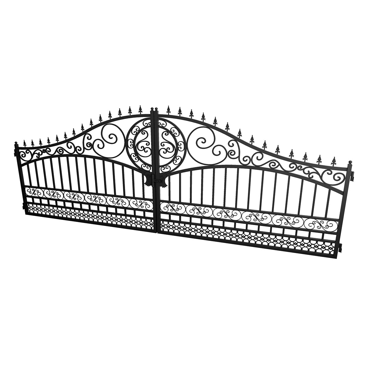 20x8 ft European Style Dual Swing Steel Driveway Gate