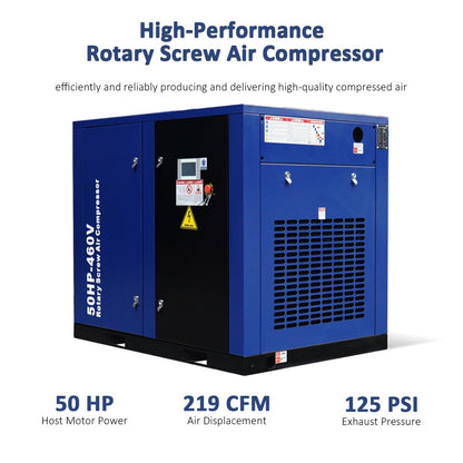 219CFM 50HP Rotary Screw Air Compressor – 125 PSI, 460V 3-Phase