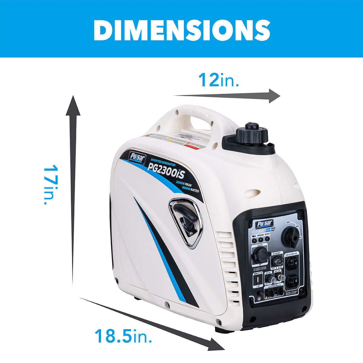 2,300W Portable Gasoline Inverter Generator, 1,800W Rated, CARB