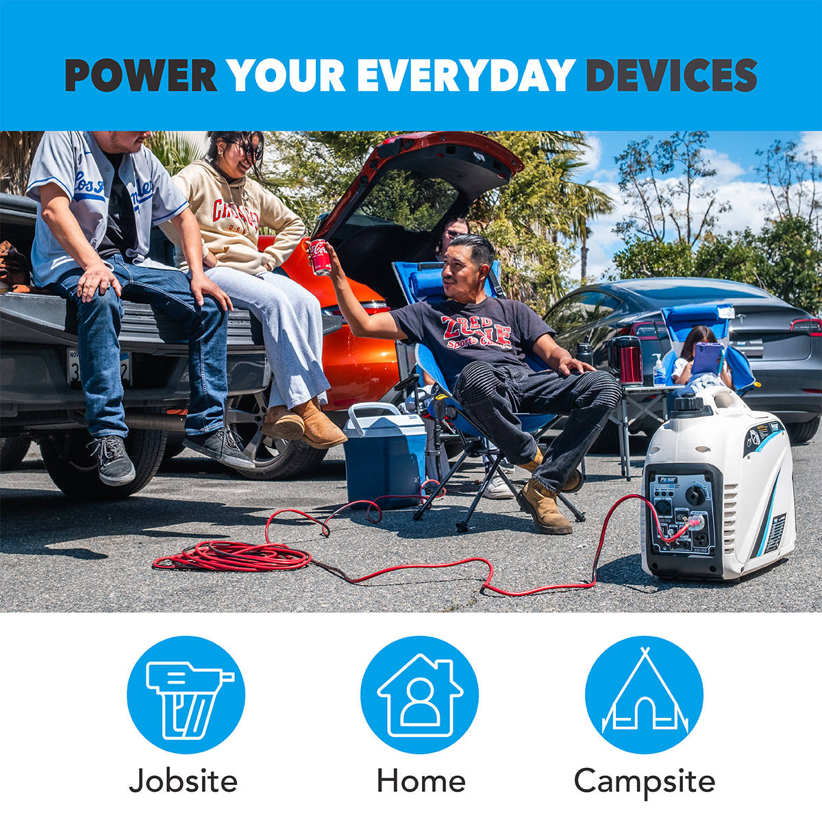 2,300W Portable Gasoline Inverter Generator, 1,800W Rated, CARB