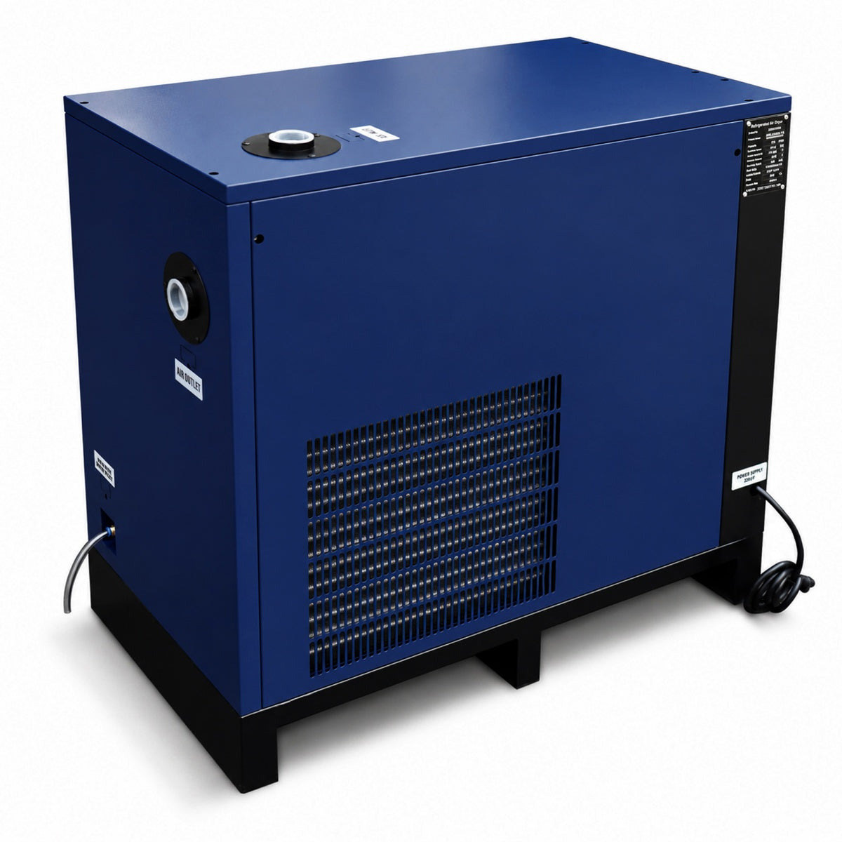 Blue industrial machine with a white background