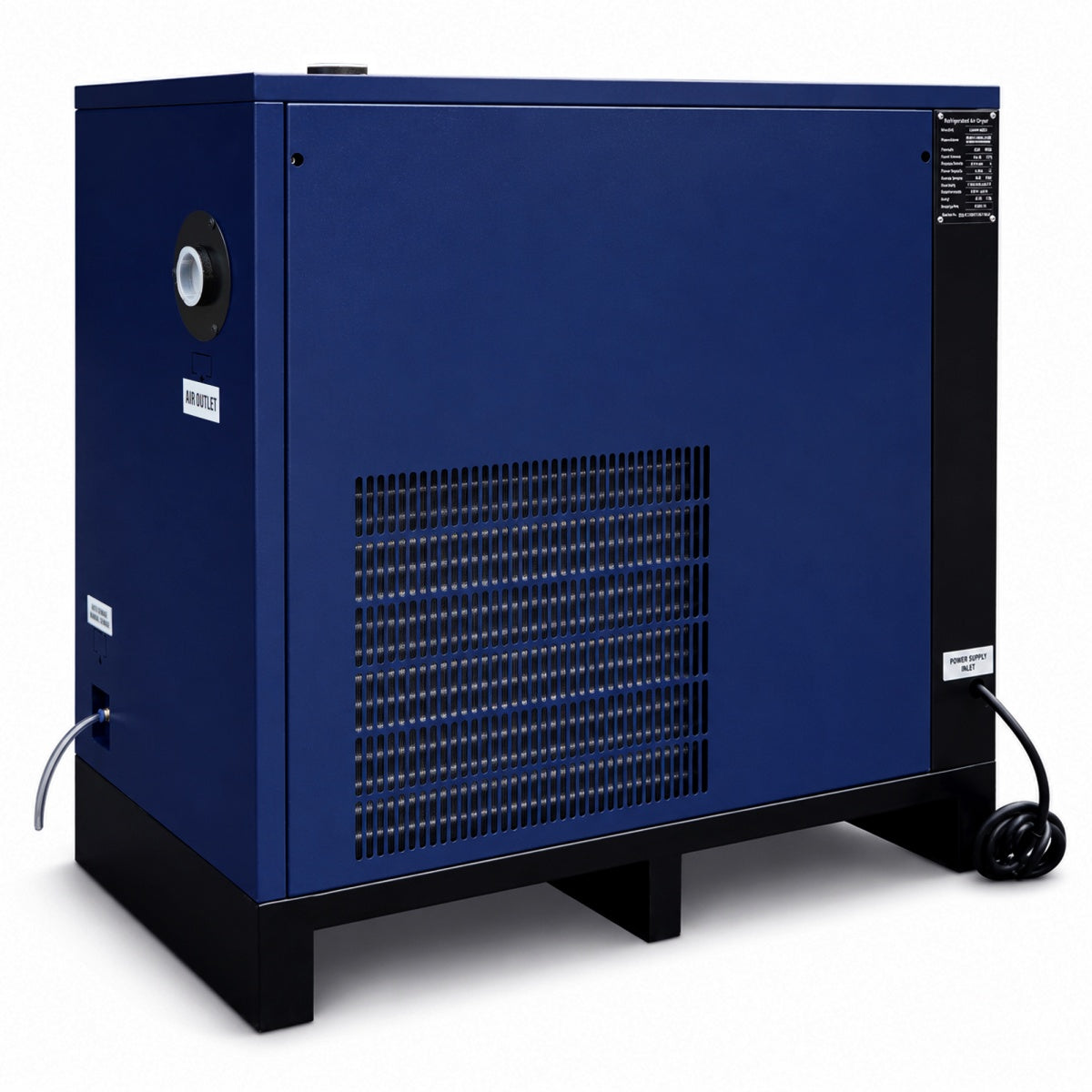Blue industrial machine with a white background