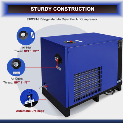 240CFM Refrigerated Air Dryer 3Phase 460V For Air Compressor