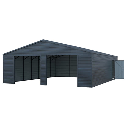 25' x 33' Double Garage Metal Shed with Side Door