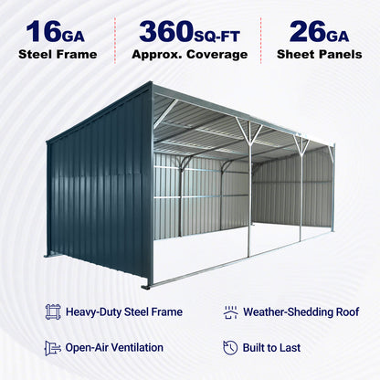 30'x12' Livestock Shelter for Horses & Cattle