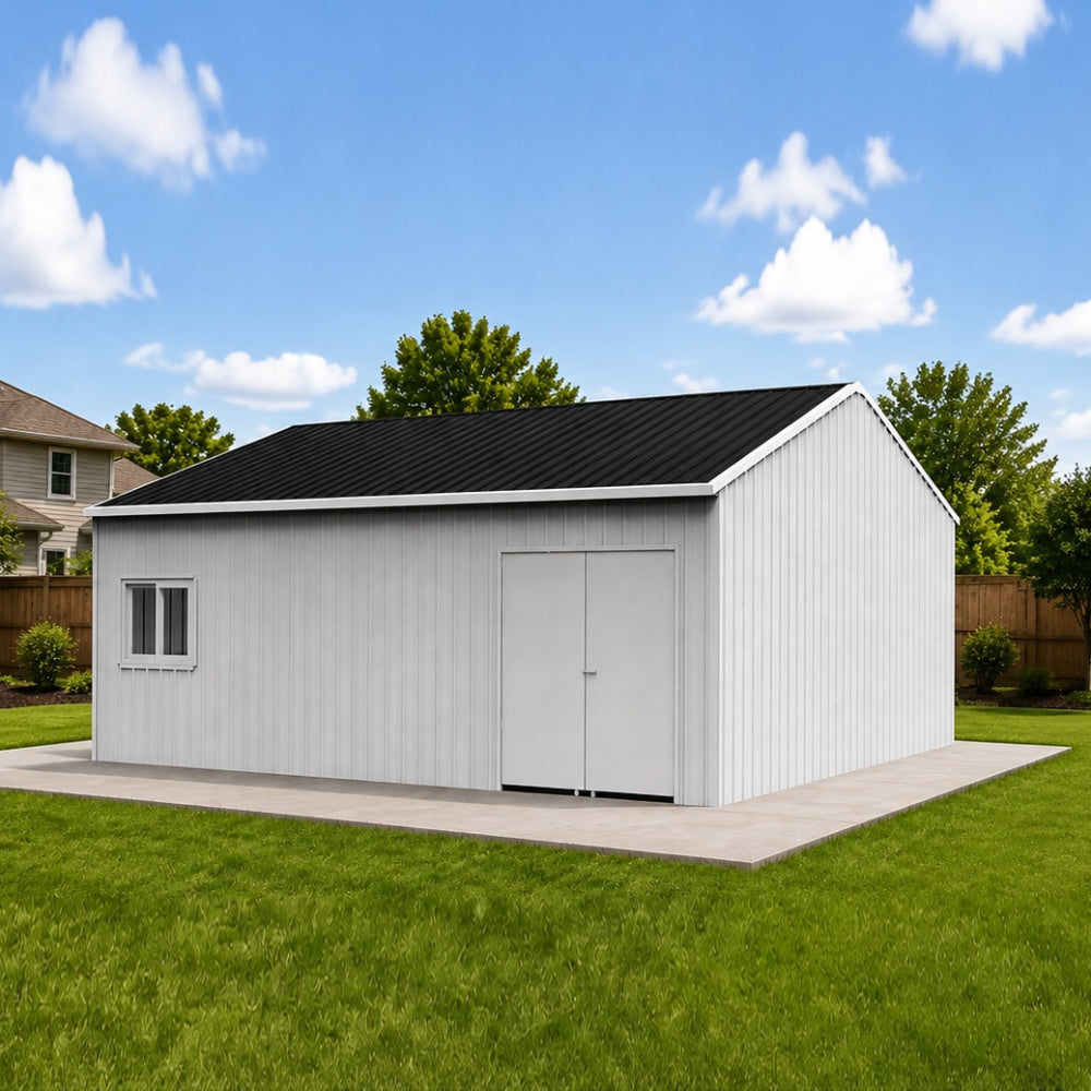 28x25FT Heavy Duty Steel Storage Shed with Window & Side Door