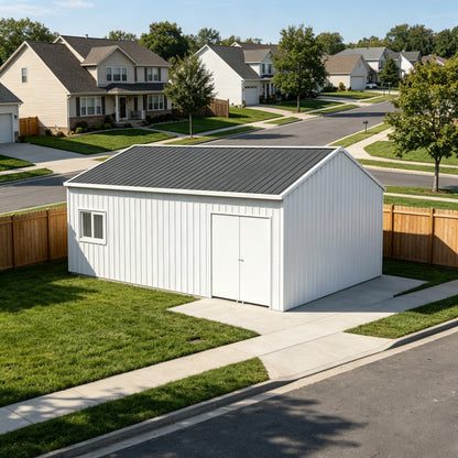 28x25FT Heavy Duty Steel Storage Shed with Window & Side Door