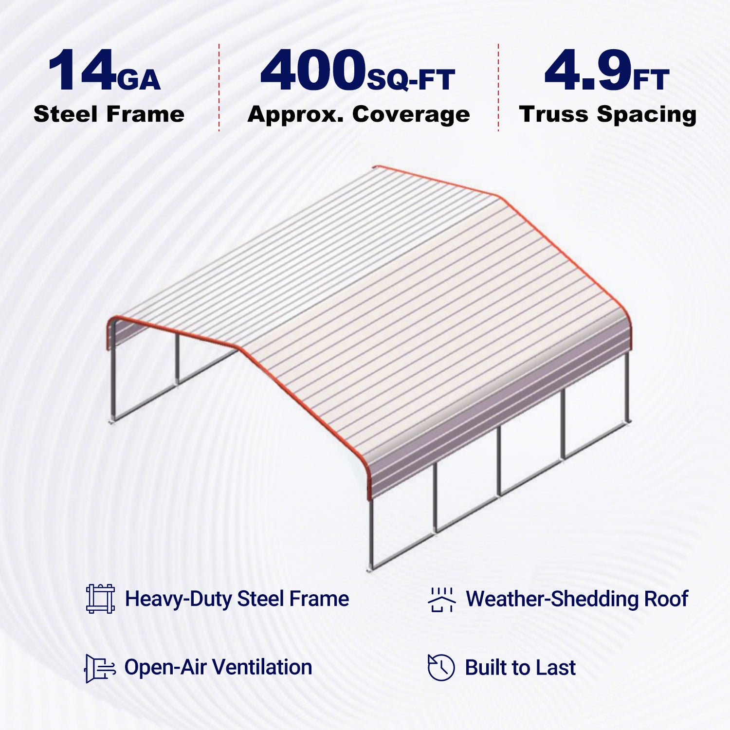 Classic Steel Carport 20'W x 20'L
