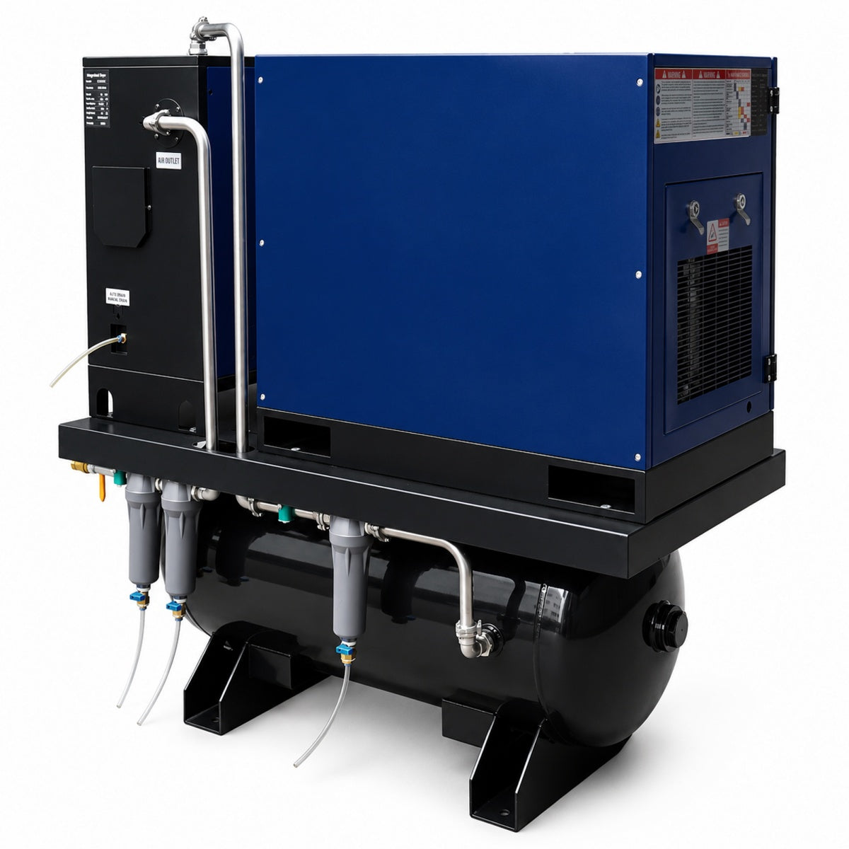 34CFM 10HP Rotary Screw Air Compressor with Air Dryer & ASME Tank | 125 PSI 230V 3-Phase