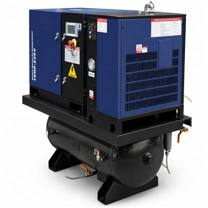 34CFM 10HP Rotary Screw Air Compressor with Air Dryer & ASME Tank | 125 PSI 230V 3-Phase