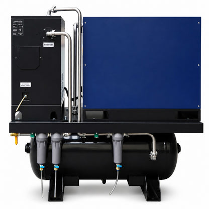 34CFM 10HP Rotary Screw Air Compressor with Air Dryer & ASME Tank | 125 PSI 230V 3-Phase