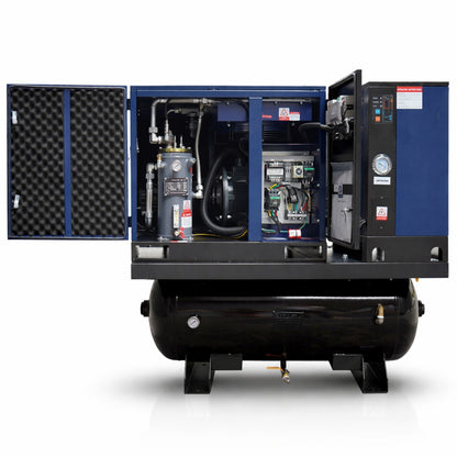 34CFM 10HP Rotary Screw Air Compressor with Air Dryer & ASME Tank | 125 PSI 230V 3-Phase