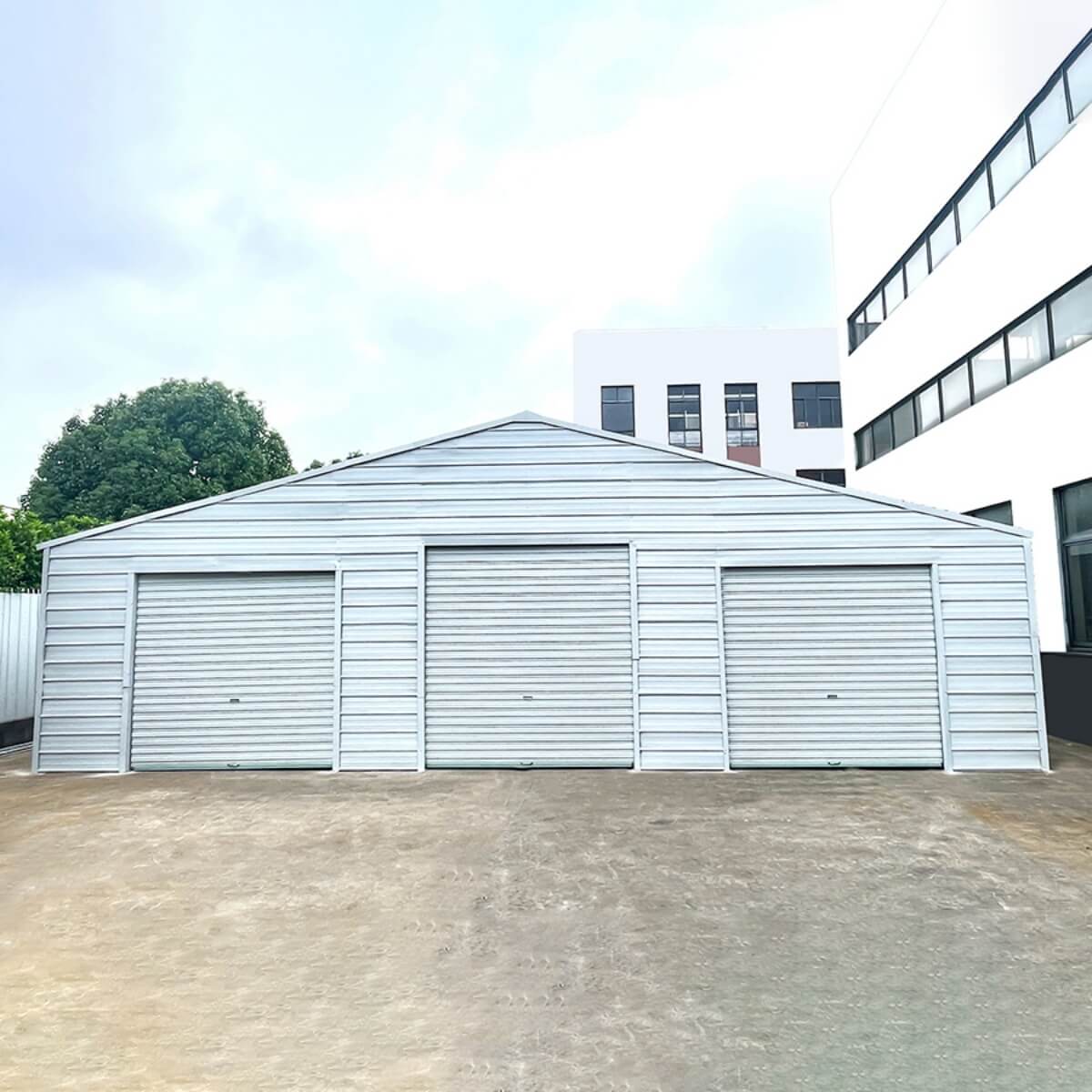 39' x 39' Metal Garage Shed & Barn with 3 Rolling Doors