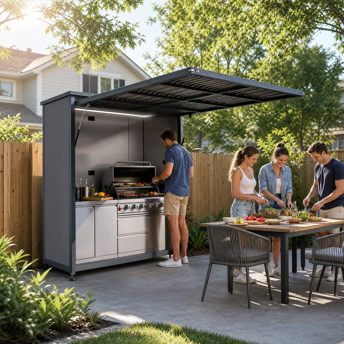 3ftx7ft BBQ House Outdoor Kitchen Grill