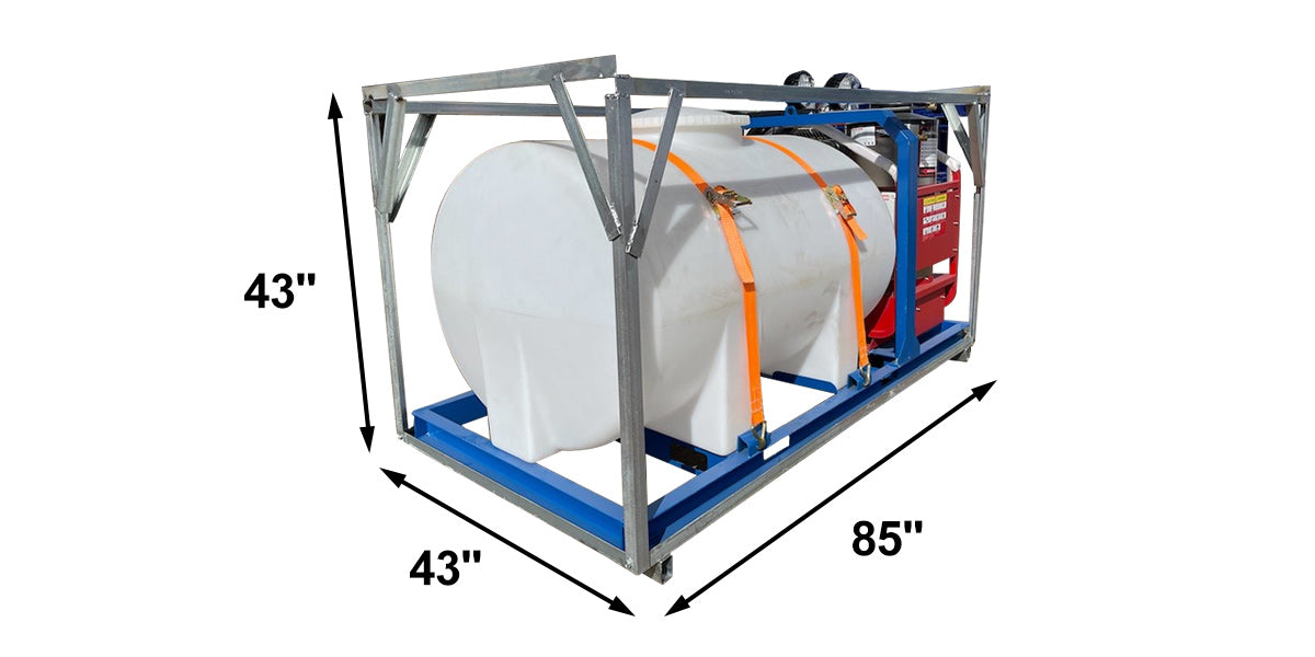 Container with dimensions labeled on a white background